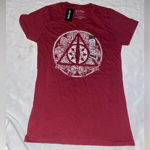 Hot Topic Harry Potter Floral Deathly Hallows Graphic T Shirt XL Nwt
